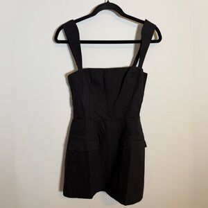 Amanda‎ Uprichard Black Linen Blend Romper Minimalist Chic Pockets S